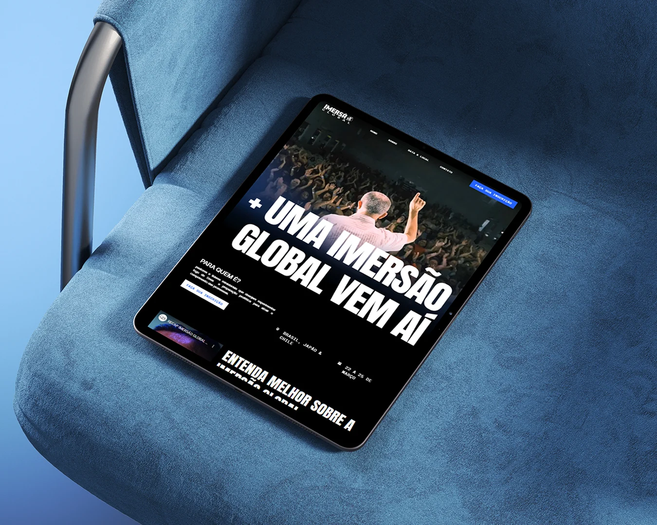Interface do projeto Imersão Global em mockup