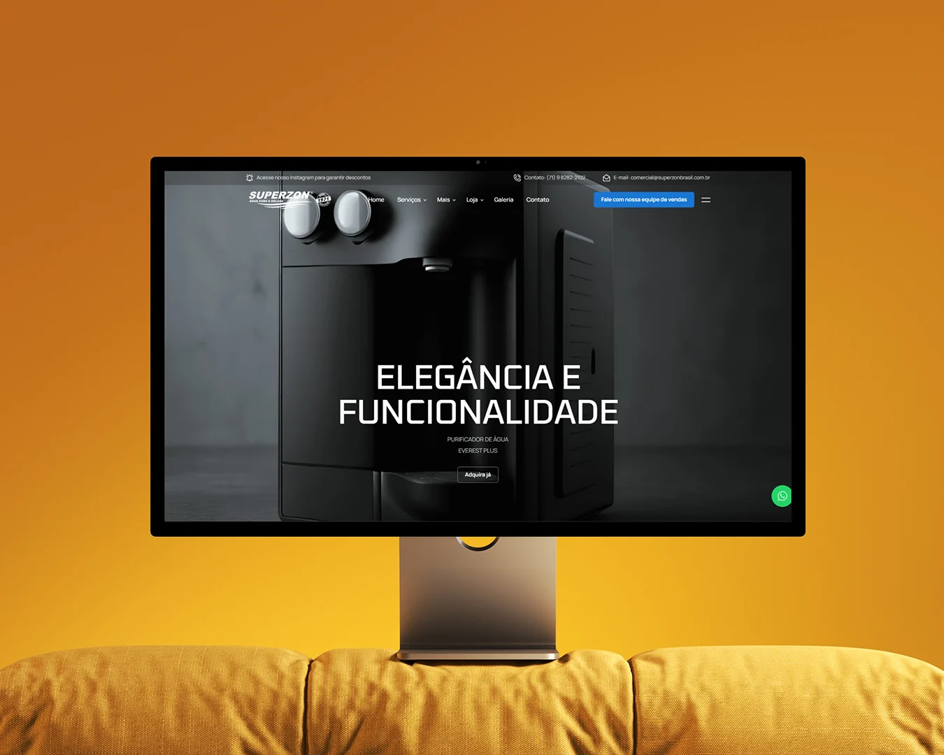 Interface do projeto Superzon em mockup